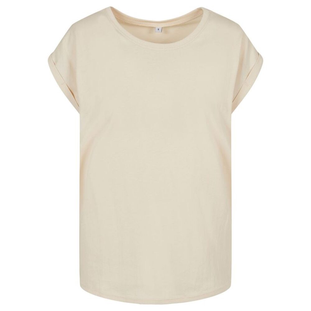 Build Your Brand Womens/Ladies Extended  T-Shirt / White Sand